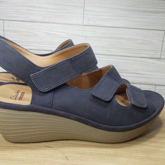 Clarks | Shoes | Clarks Reedly Juno Womens 8 Navy Nubuck Leather ...